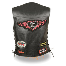 Ladies Side Lace Love to Ride" Vest Pre-Patched - HighwayLeather