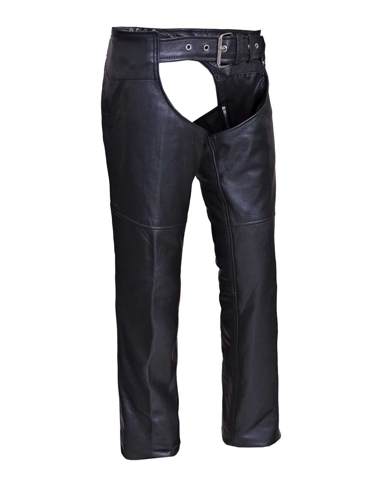 Ladies premium leather motorcycle chaps by Dynamicleather, featuring snug fit and durable design for riding comfort.