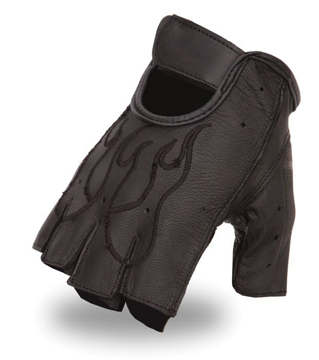Black men's leather gloves by Dynamicleather, showcasing sleek and stylish genuine leather gloves for cold weather.