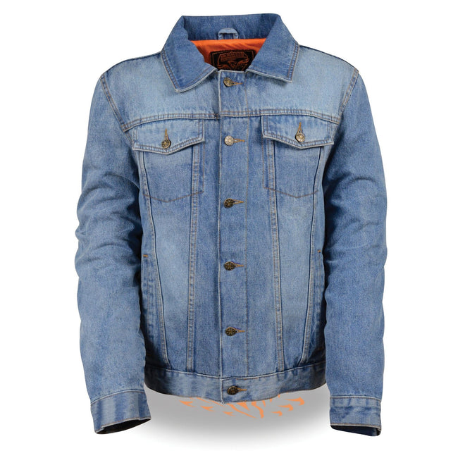 Men's Classic Denim Jean Pocket Jacket with Utility Pockets