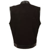 Men's Denim Club Vest w/ Leather Trim & Hidden Zipper - HighwayLeather