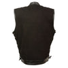 Men's Side Lace Denim Vest w/ Leather Trim & Hidden Zipper - HighwayLeather