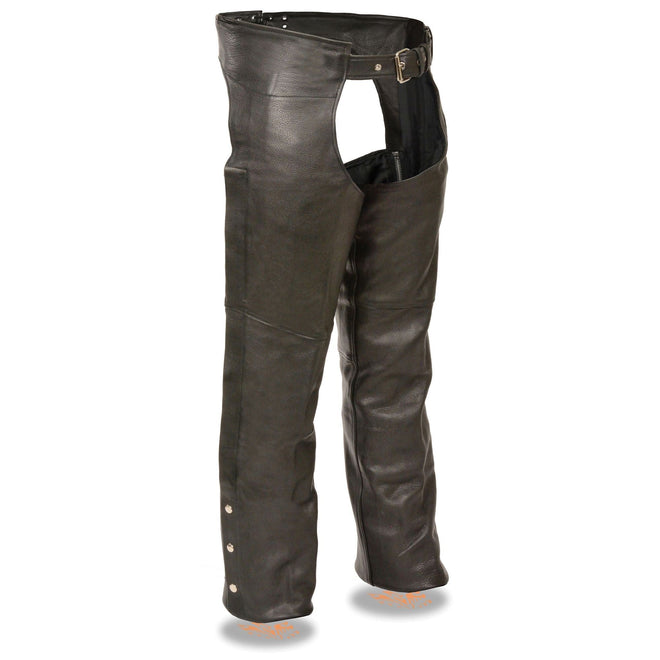 Men's fully lined classic chaps from HighwayLeather, showcasing durable leather construction and stylish design.
