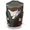 Black Buffalo Leather Gear motorcycle vest for men with patches, side laces, and a rugged riding club style.