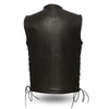 Mens Motorcycle Platinum 1.4MM Leather Seamless Design Leather Side Lace Vest - HighwayLeather