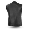 Mens Motorcycle Platinum Thick Leather Collarless Son Of Anarcy Gunpocket Vest - HighwayLeather