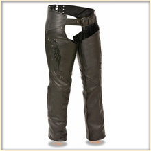 Black Wing hip hugger women leather chap - HighwayLeather