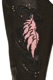 Pink Wing hip hugger women leather chap– HighwayLeather