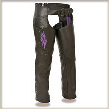 Purple Wing hip hugger women leather chap - HighwayLeather