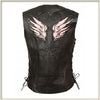 Pink Wing women’s leather vest by Milwaukee Leather, featuring a stylish sleeveless design and detailed stitching.