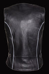 Pink reflective tribal eagle women's vest by Milwaukee Leather, featuring bold tribal eagle design and reflective accents.