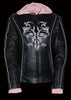 Pink Reflective Tribal Eagle Embroidery leather jacket - Reflective - HighwayLeather
