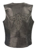Ladies Snap Front Vest w/ Phoenix Studding and Embroidery Black - HighwayLeather