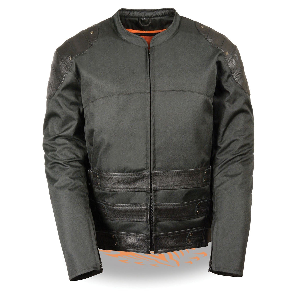 Men's Assault Style Leather and Textile Racer Jacket by HighwayLeather, featuring a sleek design with zipper details and sporty look.