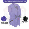 Women's purple genuine leather motorcycle vest with lace-up sides, fully lined, by Buffalo Leather Gear.