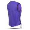 Women's purple genuine leather motorcycle vest by Buffalo Leather Gear with lace-up sides and full lining.