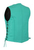 Women's Teal color side laced Leather Vest with Gun pockets for clubs - HighwayLeather