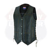 Buffalo Leather Gear men's antique brown leather vest with seven pockets, real cowhide, biker style, featuring durable construction.