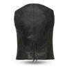 Ladies motorcycle leather vest by HighwayLeather, western style V-neck women’s vest with detailed stitching and fitted design.