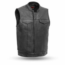 Anarchist Biker Club Leather vest with Gun pockets one piece back for patches - HighwayLeather