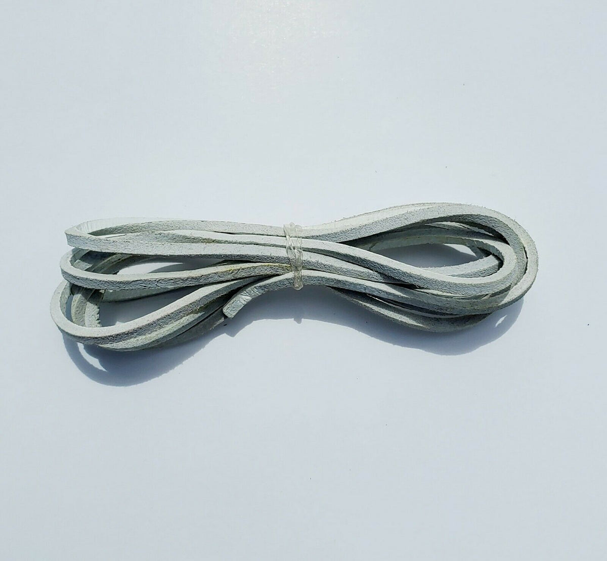 Buffalo Leather Gear HL80910WHITE genuine leather lace cord, 64-inch white braided string for crafting or lacing projects.
