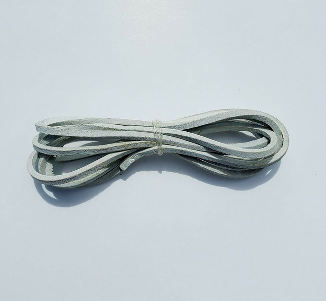 Buffalo Leather Gear HL80910WHITE genuine leather lace cord, 64-inch white braided string for crafting or lacing projects.
