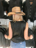 Rhinestone Leather - Women motorcycle vest Bling detail - HighwayLeather