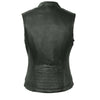 Buffalo Leather Gear women's motorcycle leather vest, Envy HL14513, with front zipper and fitted design, black leather vest for women.
