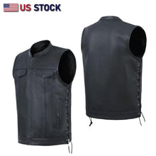 SOA Men's Leather Vest Anarchy Motorcycle Club Concealed Carry Side Lace 685SPT - HighwayLeather
