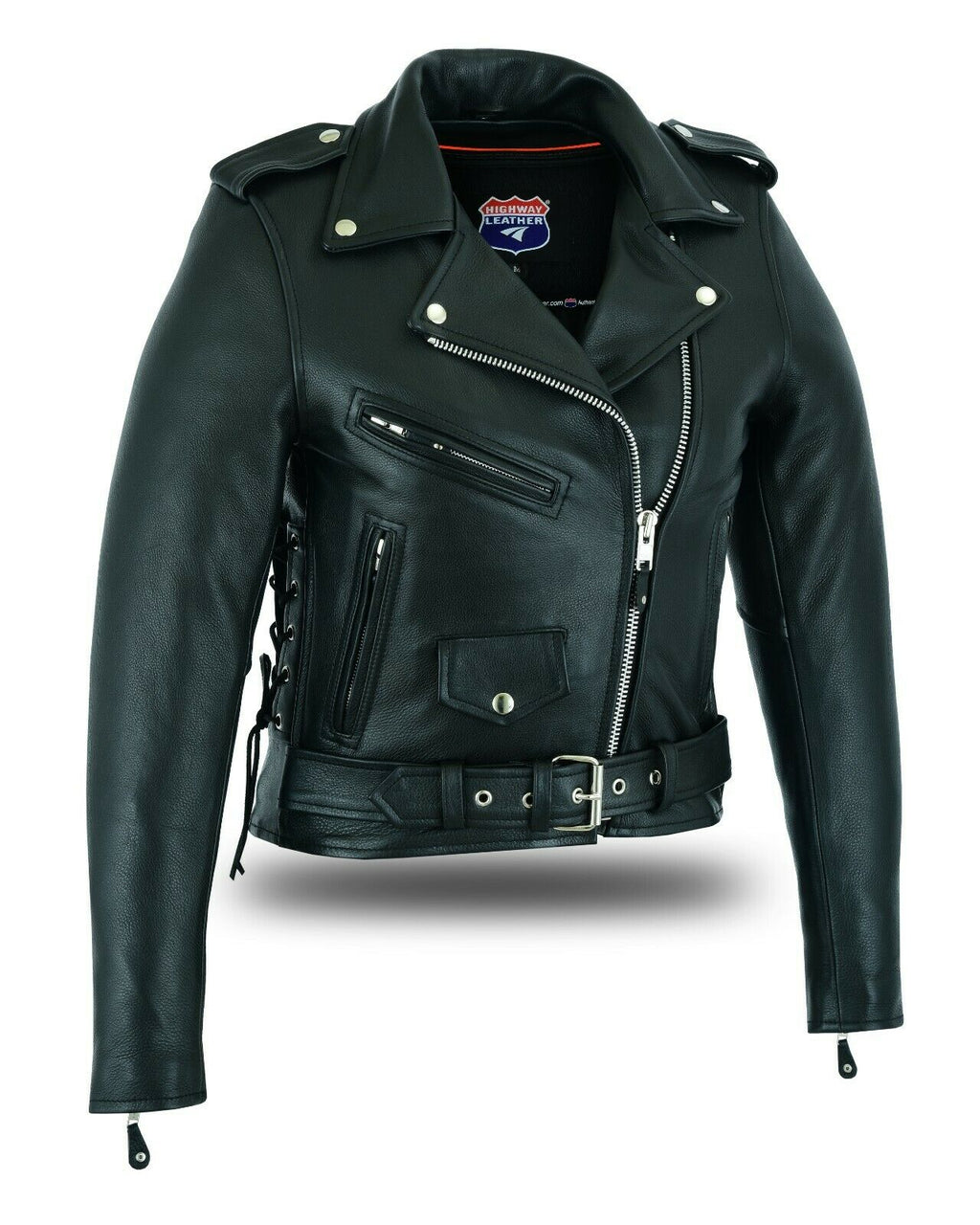 Women's Full Length Motorcycle Jacket with Side Lace - HighwayLeather