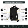 Leather Varsity Jacket Letterman Jacket Baseball Jacket Banded Collar 2802BLK/WHT - HighwayLeather