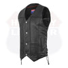 Buffalo Leather Gear men's black leather motorcycle vest, featuring a rugged biker style and ANARCHY design.