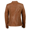Woman's black zip-front scuba jacket with side stretch fitting, from HighwayLeather, shown on a model.