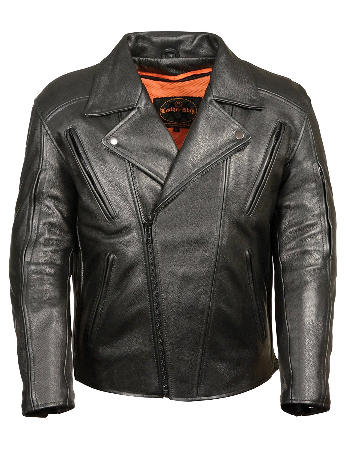 Men's leather shirt by HighwayLeather featuring denim style, vented design, antique brass hardware, and a stylish jacket look.