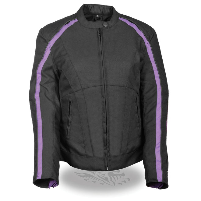 Women's textile jacket by HighwayLeather featuring stud embellishments and wing detailing on the shoulders.