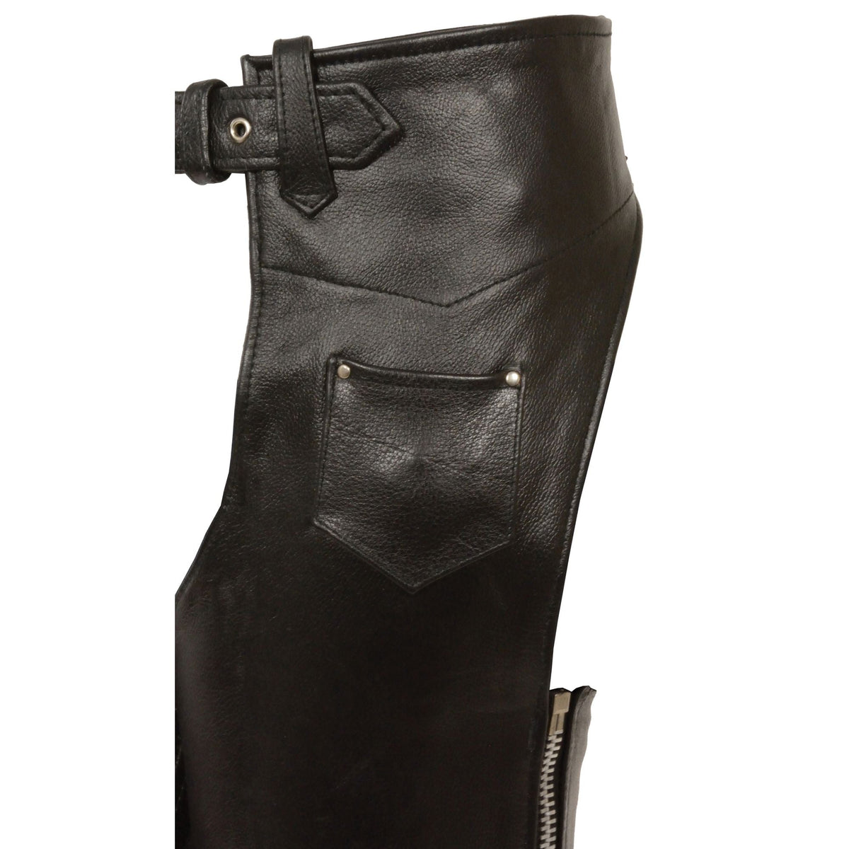 Kid's Classic Motorcycle Chaps by HighwayLeather, featuring durable leather and pocket details for young riders.