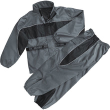 Men's Black & Gray Rain Suit Water Resistant w/ Reflective Piping - HighwayLeather