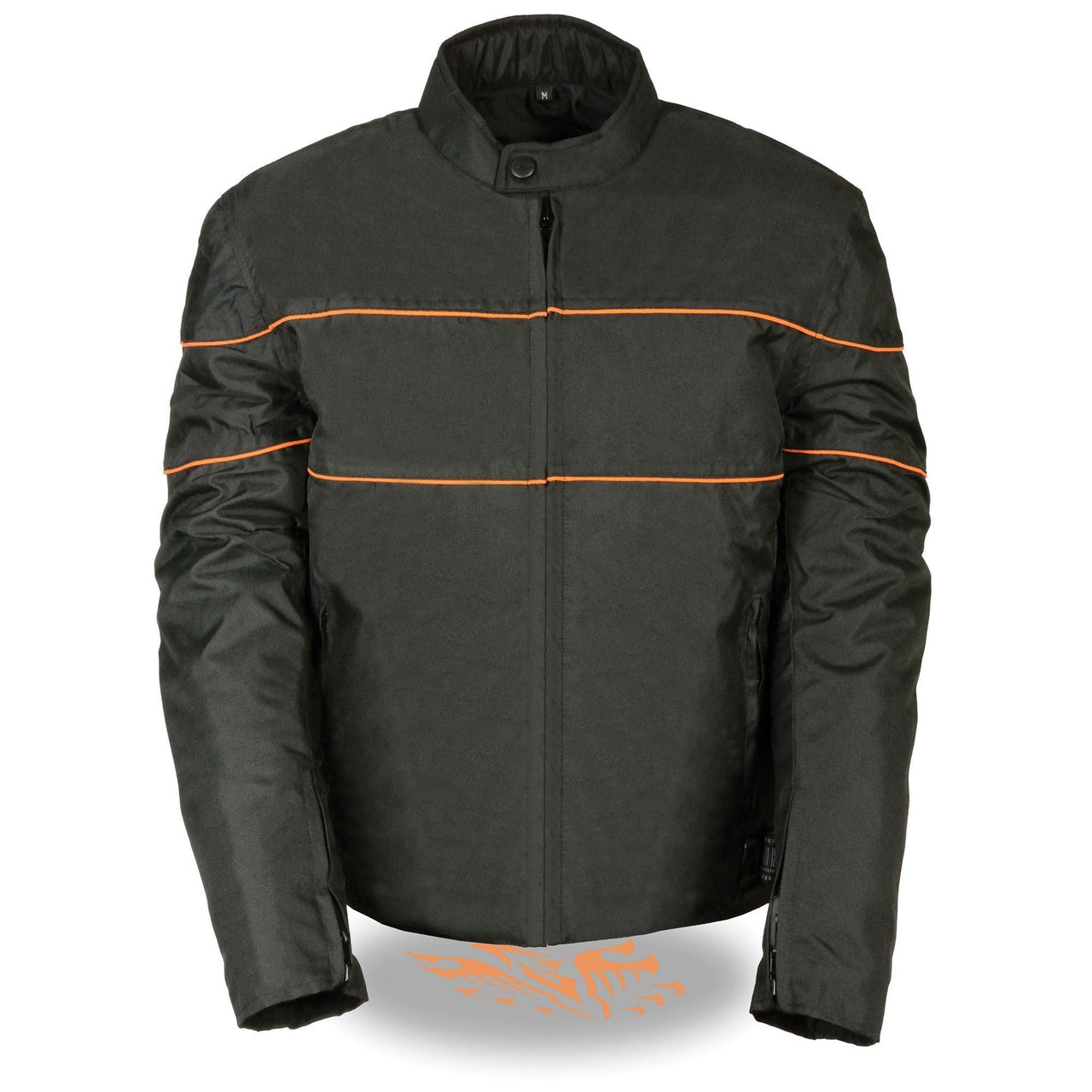 Men's Scooter Style Textile Jacket w/ Orange Stripes - HighwayLeather