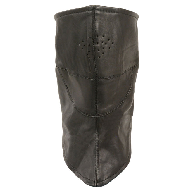 Assorted HighwayLeather unisex fleece-lined face and neck warmer showing soft fleece interior and adjustable strap for a snug fit.