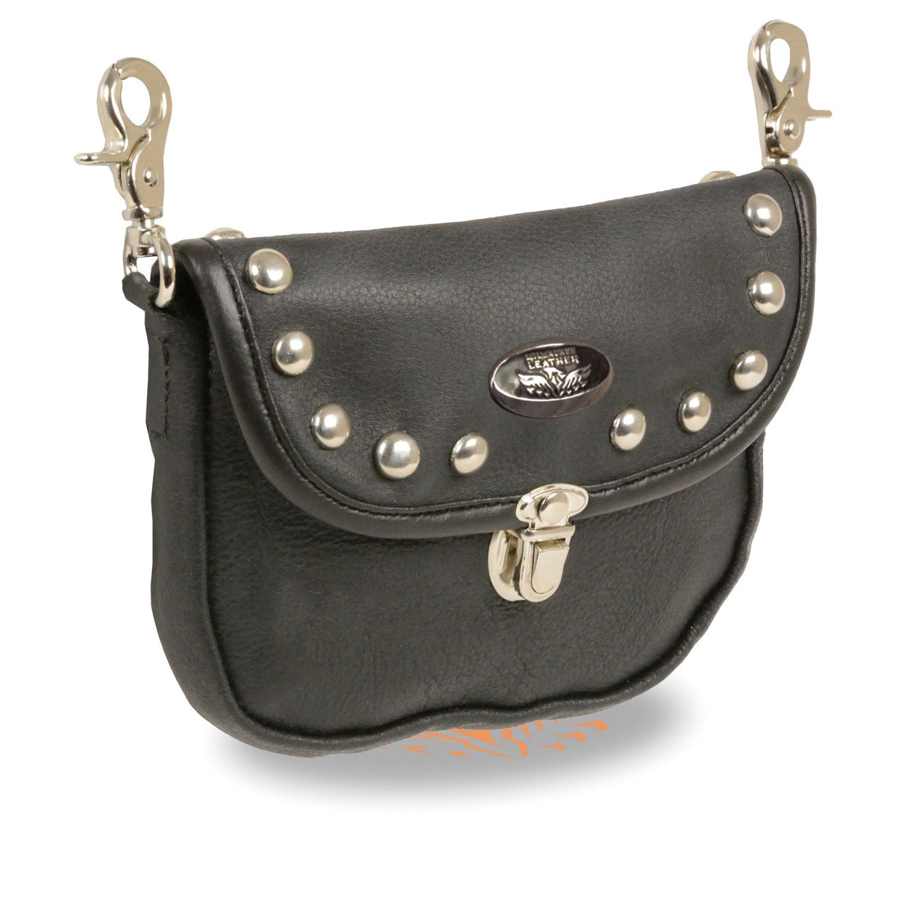 Leather Belt Bag w/ Studded Flap & Belt Clasps(8.5X5.5) - HighwayLeather