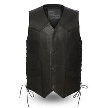 The Deadwood Men's Classic Traditional Side Laces Vest - HighwayLeather