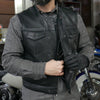 The LOWSIDE Men's Motorcycle Leather Vest - HighwayLeather