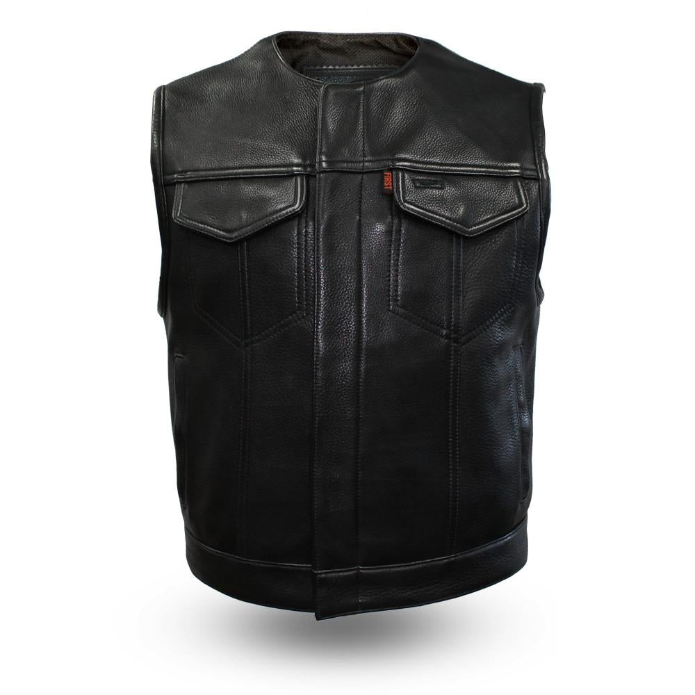 【新品】lowclassic leather vest Lowside Men's Motorcycle Leather Vest - First MFG Co