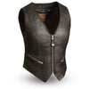 The Montana Ladies Motorcycle Black Leather Vest - HighwayLeather