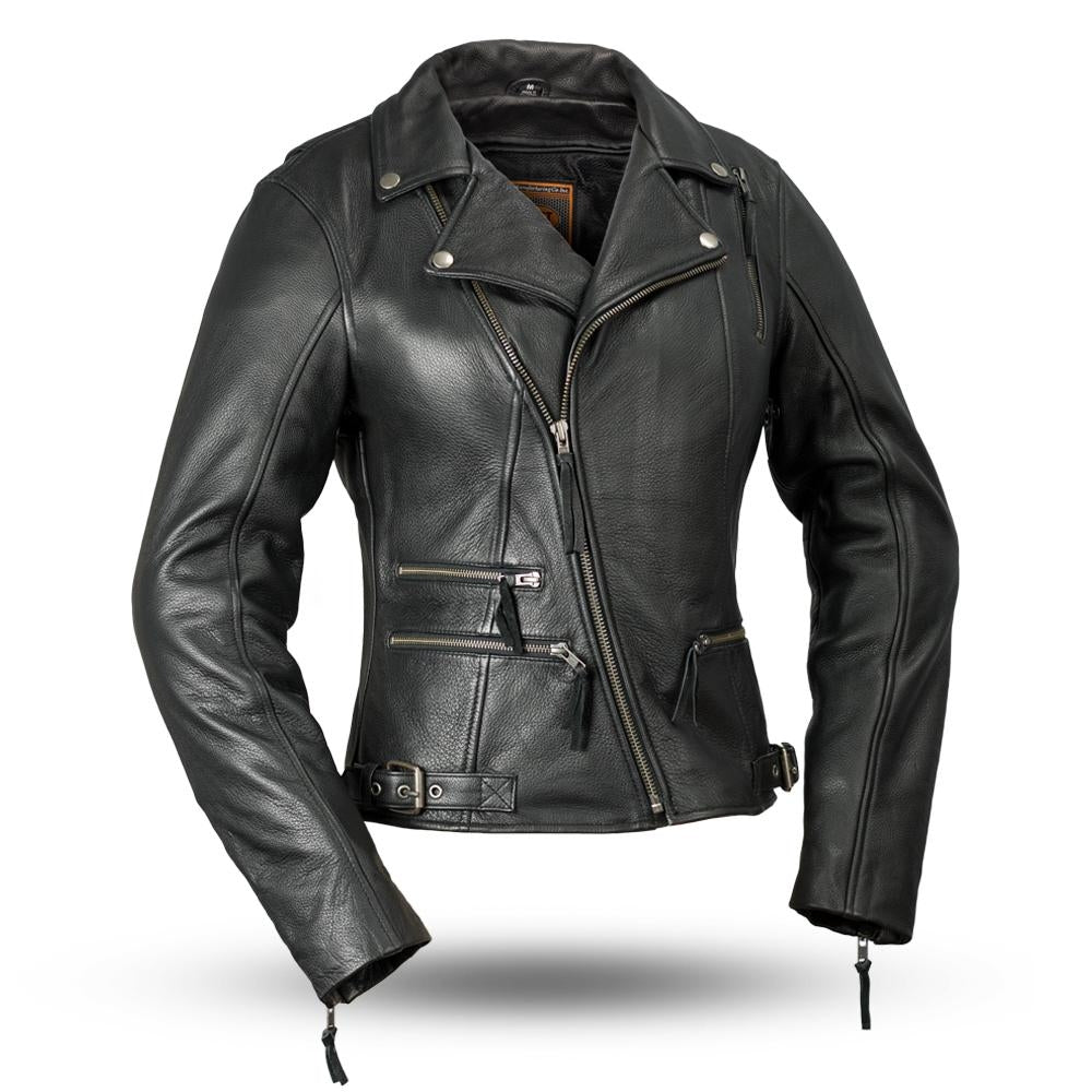 The Monte Carlo Ladies Leather Motorcycle Jacket Black XS