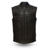The Rampage Men's Banded Collar & Hip Relief Side Zippers Vest - HighwayLeather