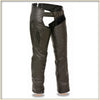 Black Wing hip hugger leather chaps for women by Buffalo Leather Gear, featuring a snug fit and stylish design.