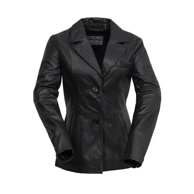 HighwayLeather Dahlia women's leather jacket, stylish women's jacket with a classic design, black leather with detailed stitching.