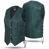 Women’s Hunter Green Leather Motorcycle Club Vest with Utility Pockets | HL14501Green