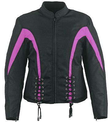 Women textile jacket with purple and striped design from Dynamicleather, showcasing a stylish and comfortable women's jacket.